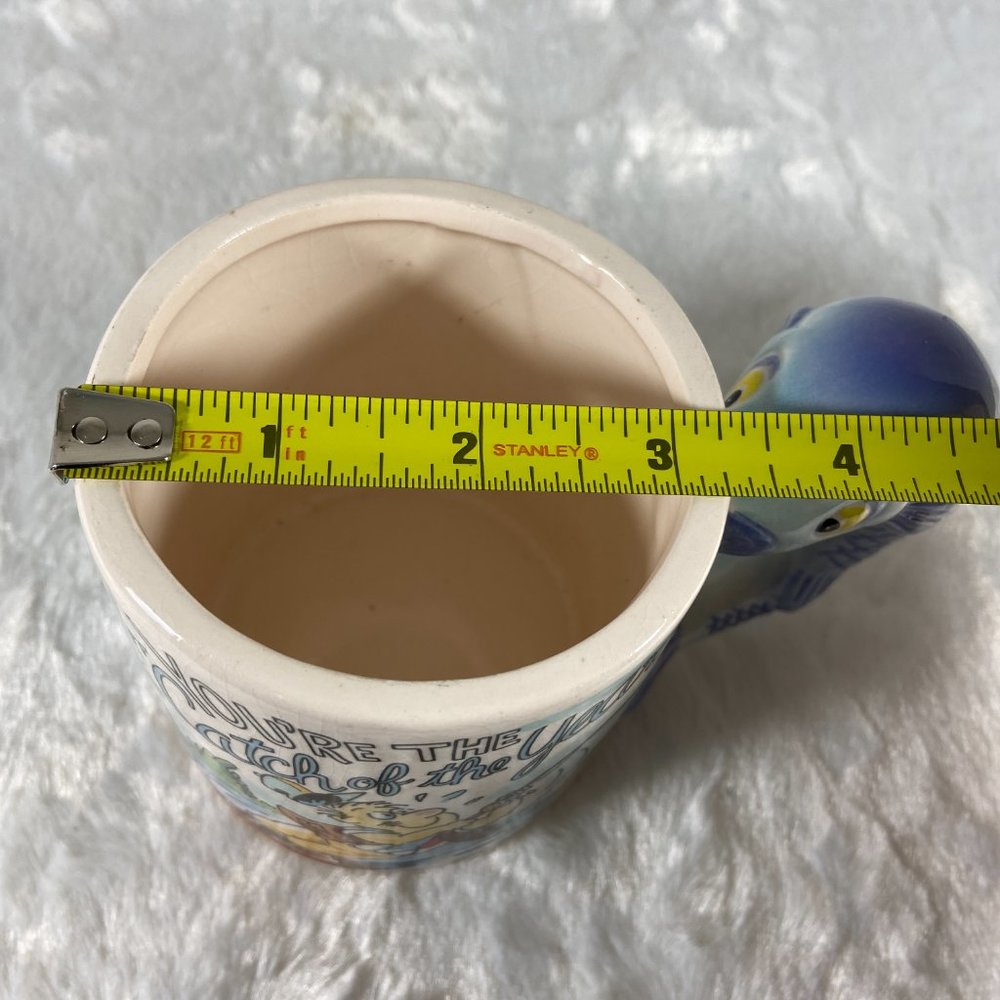 Russ "You're The Catch of the Year" Ceramic Fishing Mug Cup Fish Handle Vintage - Picture 3 of 11